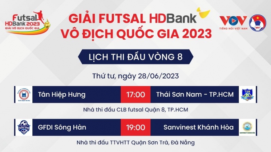 Lịch thi đấu Futsal HDBank VĐQG 2023 hôm nay 28/6: Tân Hiệp Hưng gặp Thái Sơn Nam